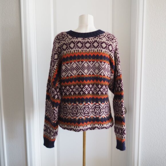 Peruvian Connection Lucerne Pullover Purple and Orange Alpaca Wool Sweater sz XL - Picture 5 of 10